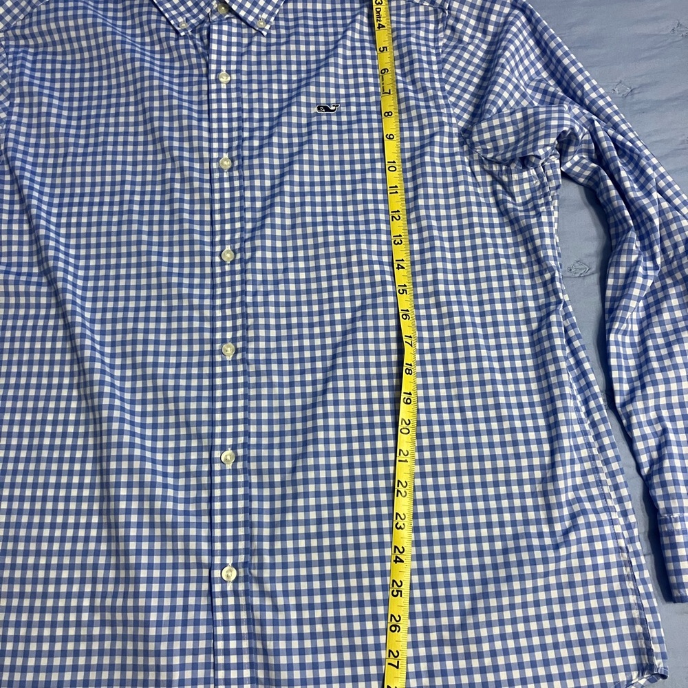 Vineyard Vines Classic Performance Classic Whale Shirt Blue & White Checkered XL